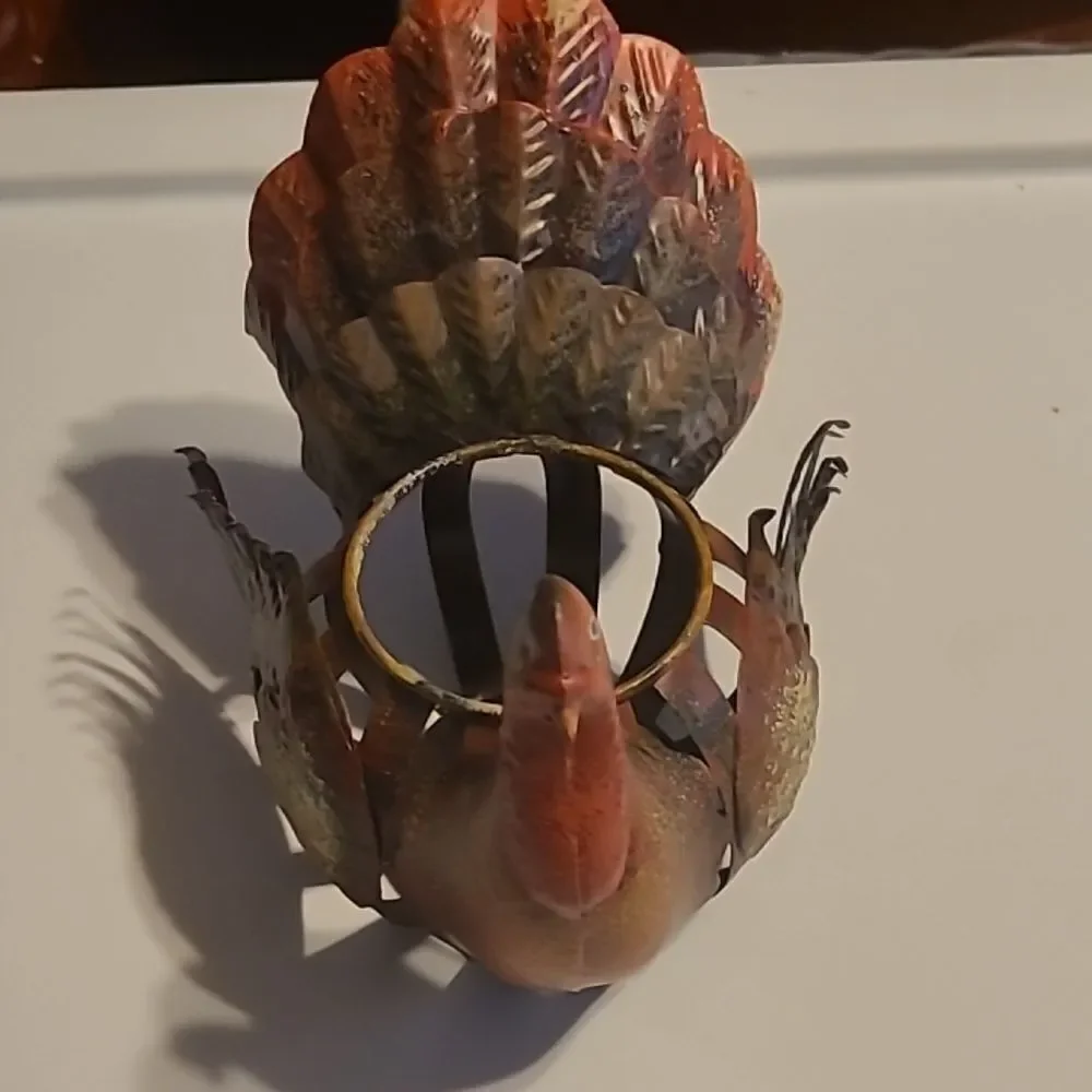 Decorative Metal  Turkey Candle Holder - Brown